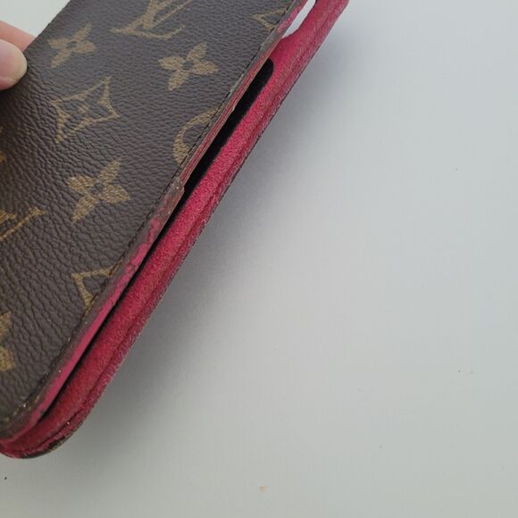 Authentic Louis Vuitton LV Monogram Folio iPhone X Case Brown Pink Phone Case - Picture 10 of 12